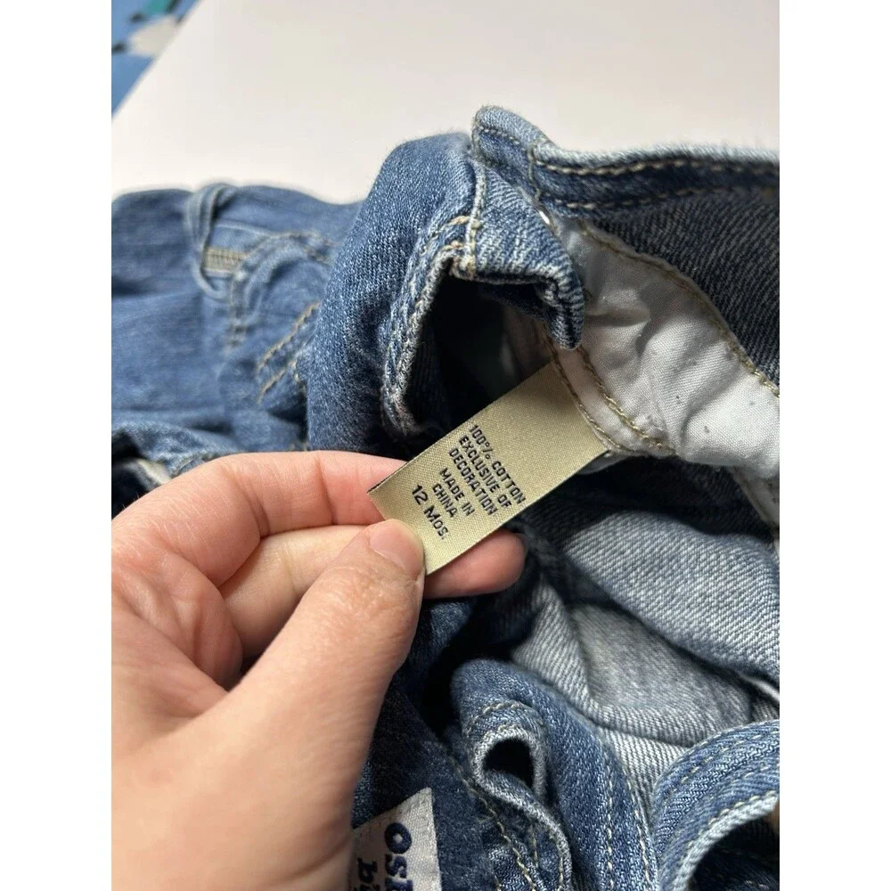 Osh Kosh Vest back denim bib overalls 12 months pants y2k